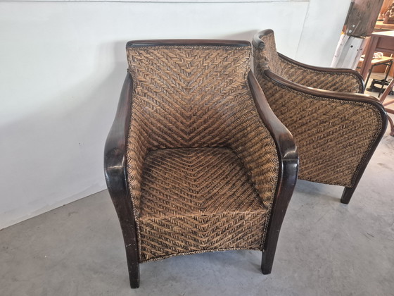 Image 1 of 4 vintage art deco colonial style armchairs