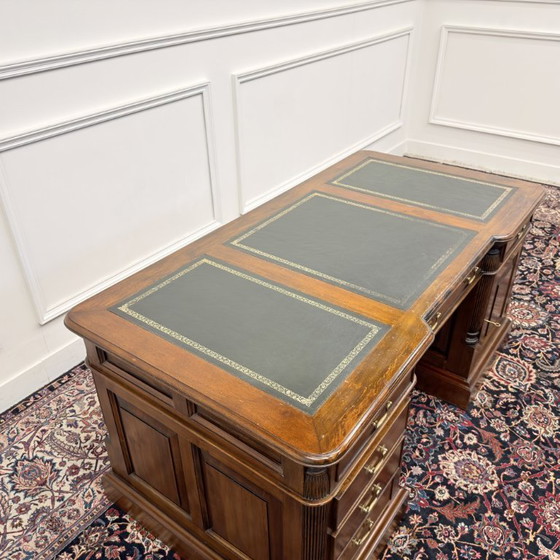 Classic English Chesterfield Desk with Modesty Panel – Leather, Wood (photo 16 of 21)