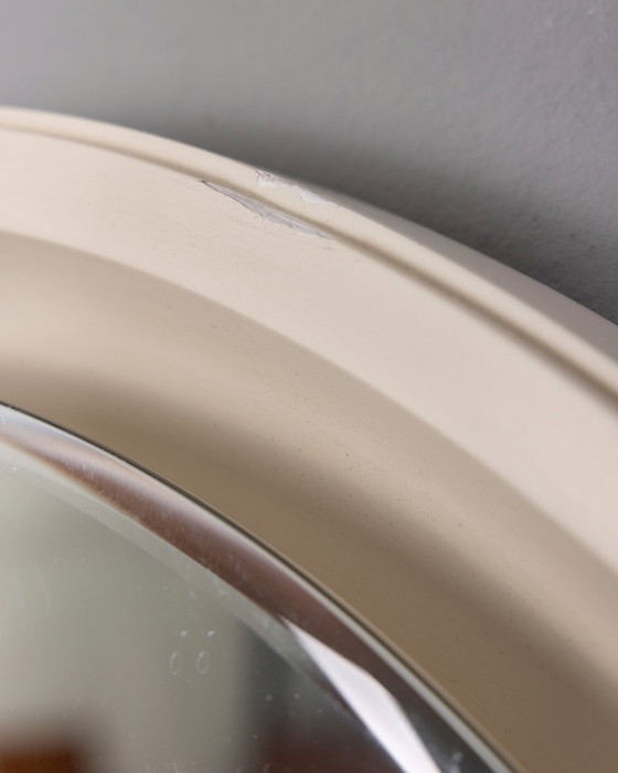 Image 1 of 1970s Vintage Round Wall Mirror in White Wood, Italian Design