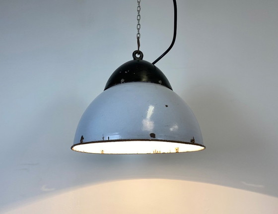 Image 1 of Lampada a sospensione vintage in smalto grigio industriale, anni '30