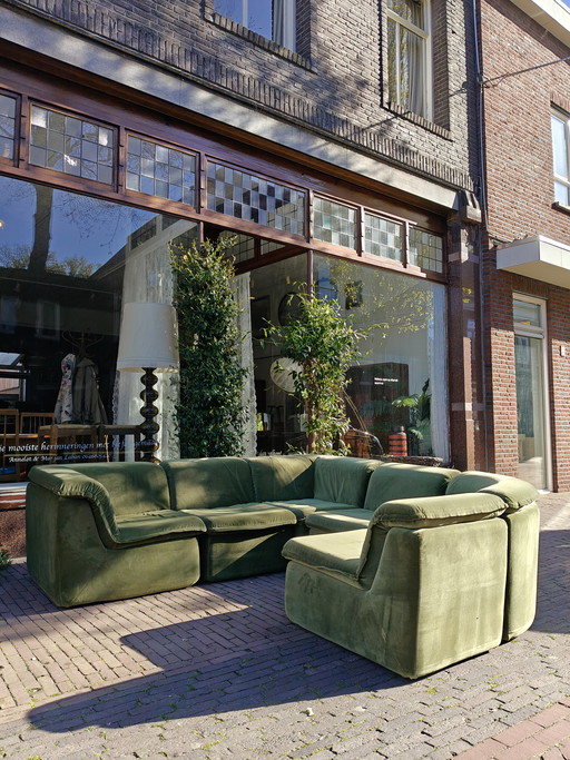 Vintage modulaire grote groene bank