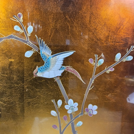 Vintage Chinese cabinet with gold leaf, flowers and birds / Bohemian / Oriental / Asian bridal cabinet (photo 8 of 15)