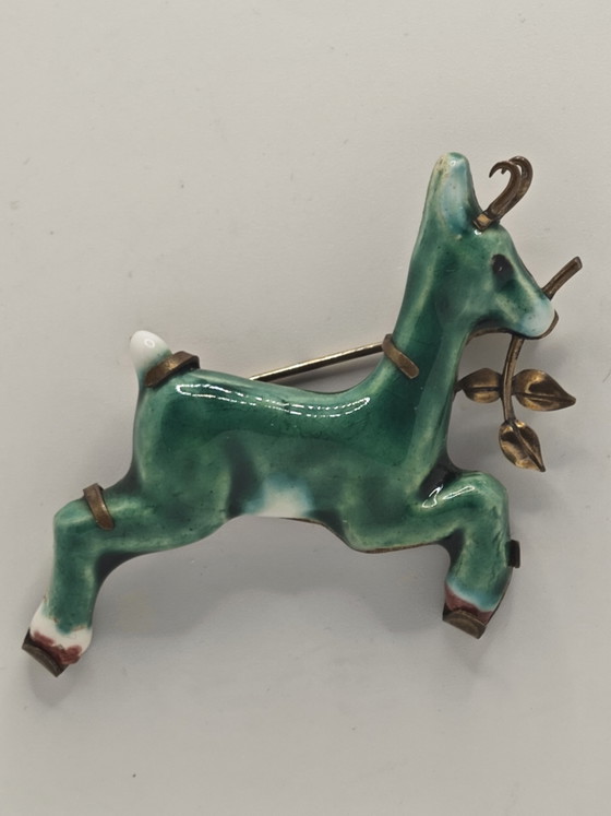 Schiaparelli/Neuquelman Brosche – Bildhauerei, Ceramic, Brass (photo 2 of 13)