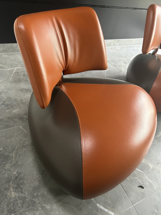Image 1 of Leolux Pallone chairs – Orange/Brown