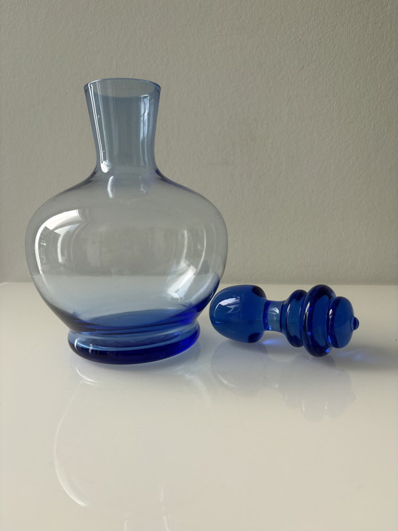 Blauwe karaf met stop, merk Blenko, model Jetson – Blenko Art Glasd, Glazen & Karaffen, Glass (photo 8 of 12)