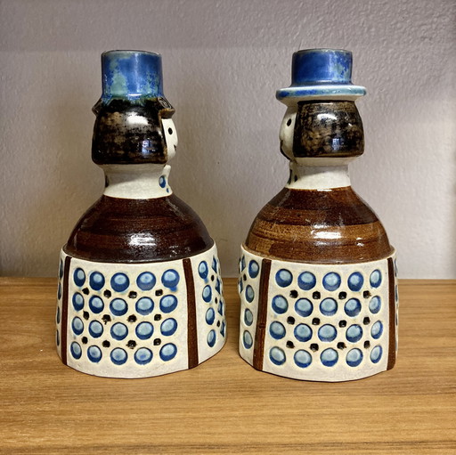 Paar "Scandinavisch Design 1950" gesigneerde kandelaars