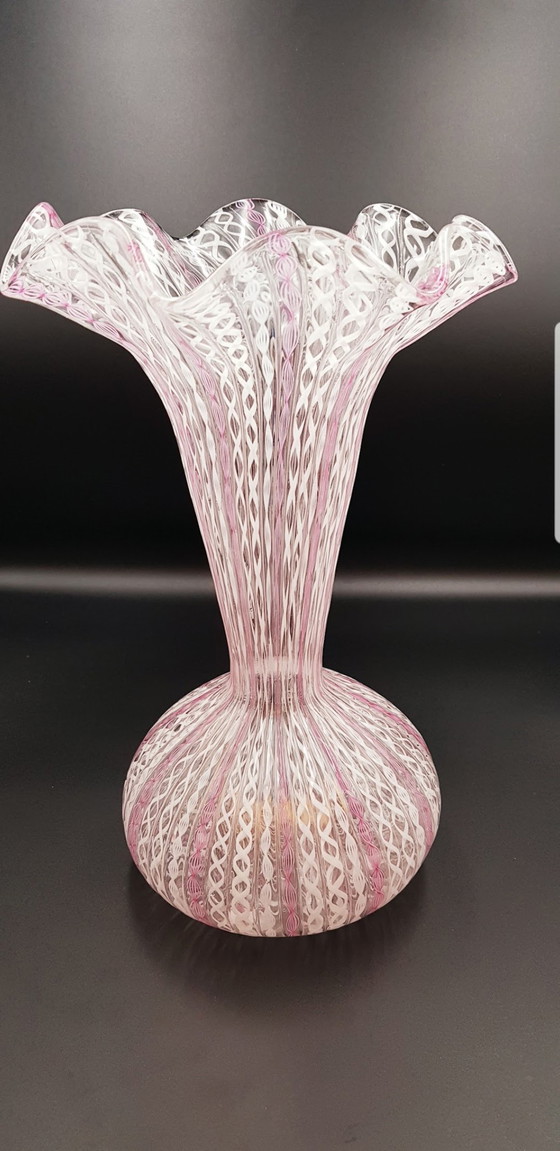 Image 1 of 40'S Paolo Venini Fulvio Bianconi Large Murano Glass Zanfirico Vase 