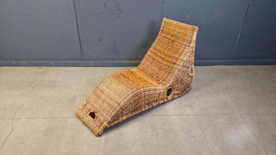 Image 1 of Chaise longue vintage en osier, années 1980