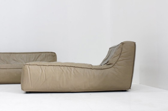 Image 1 of Vintage modulaire sofa groen leer van Verzelloni, Italië, jaren 90 