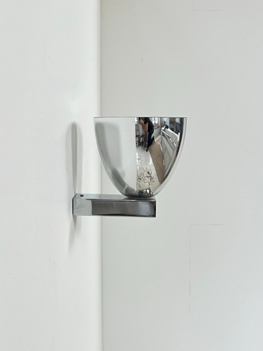 Applique vintage, cromo e vetro, Francia, 1970