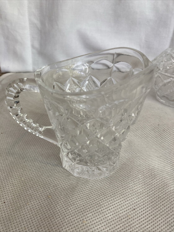 Image 1 of Crystal sugar tray and milk jug set
