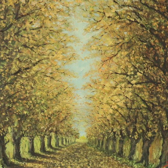 Image 1 of Groot Vintage Schilderij Bomen