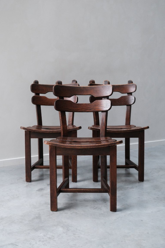 Image 1 of Set di 6 sedie da pranzo brutaliste