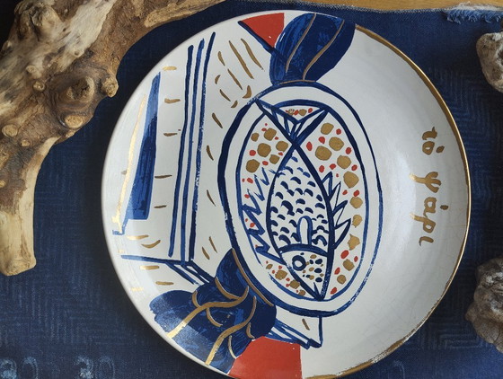 Image 1 of "Il Pesce", dipinto su ceramica, Fassianos, 1978