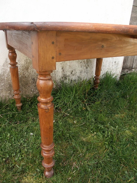 Tavolo rotondo a ribalta in faggio e pino – Tavoli da pranzo, Legno, Vintage (photo 3 of 14)