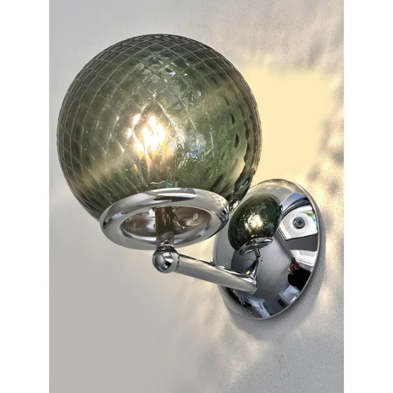 Image 1 of Lot of 4 Contemporary Green “Ballotton” Murano Glass Wall Sconces