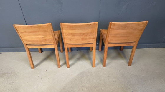 Image 1 of Vintage teakhouten eetkamerstoelen, set van 6 - jaren 80