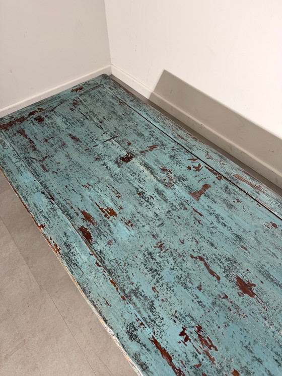Table basse ancienne – Turquoise vieilli – Tables basses, Wood (photo 4 of 5)