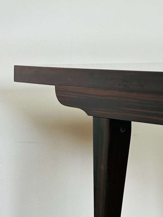 Image 1 of Uitschuifbare eettafel in Art Deco-stijl, gemaakt van Macassar-ebbenhout, 1940.