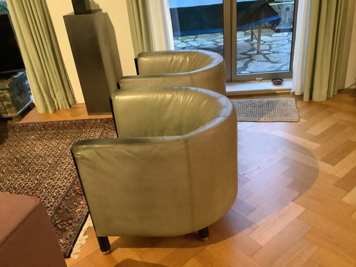 2x Jan Des Bouvrie fauteuil cuir