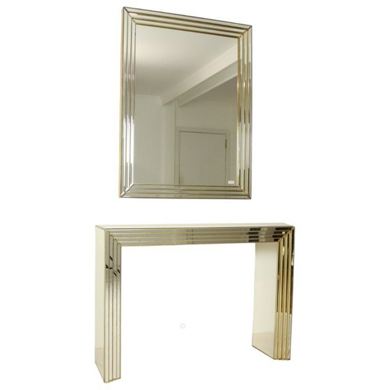 Image 1 of Zeldzame Design Spiegel met Console Zilver Goud Deknudt