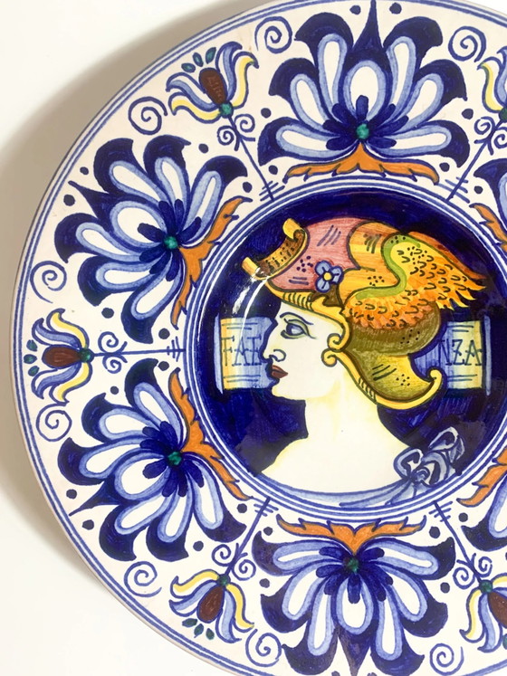 Piatto Decorativo in Ceramica di Faenza Dipinto a Mano Anni '50, Oggetti decorativi (foto 4 di 8)