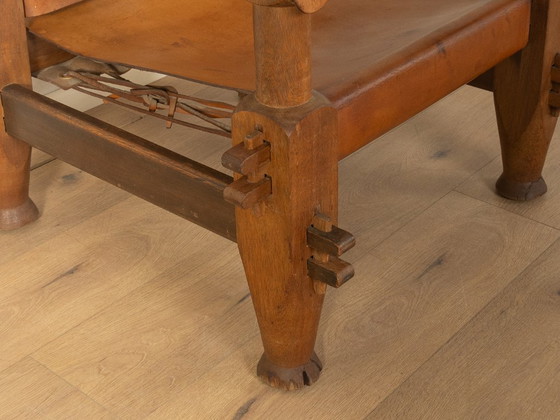 Brutalistische vintage safarifauteuil – Leather, Wood (photo 5 of 8)