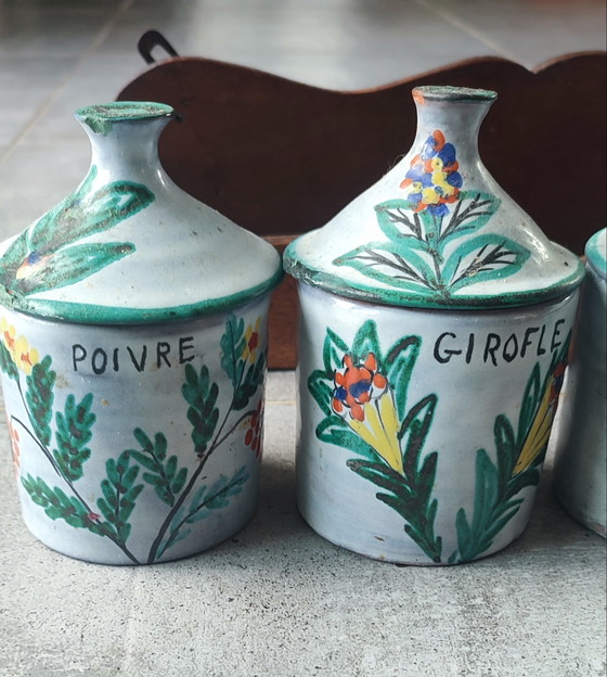 Image 1 of Ensemble à épices en céramique Vallauris + présentoir