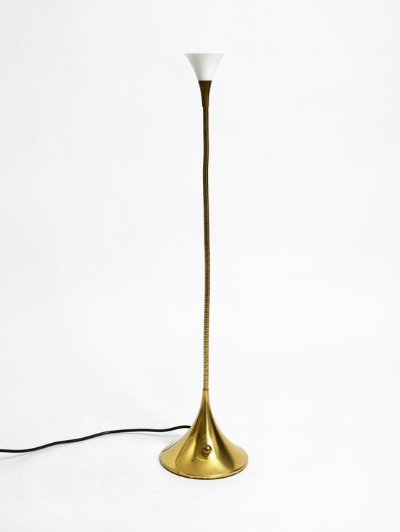 Image 1 of 1980s Brass Halogen Table Lamp by Florian Schulz Model Esa with Gooseneck