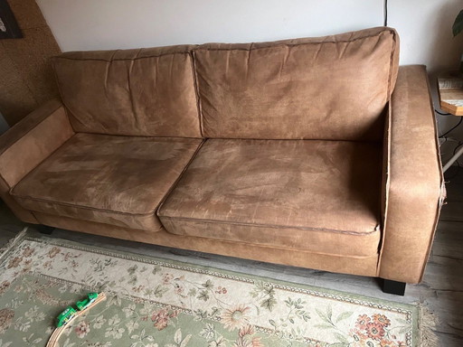 Cognac-colored 4-seater sofa, sevn butterfly