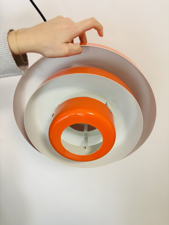 Image 1 of lampada a sospensione arancione a più livelli, design danese anni '70