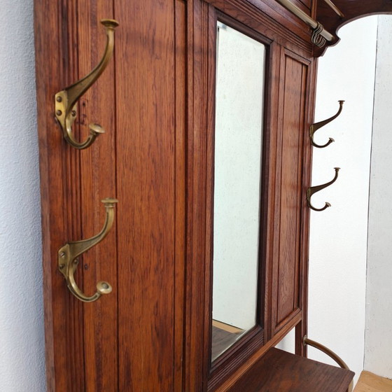 Image 1 of Antique hallway furniture, coat rack, free-standing coat rack with mirror