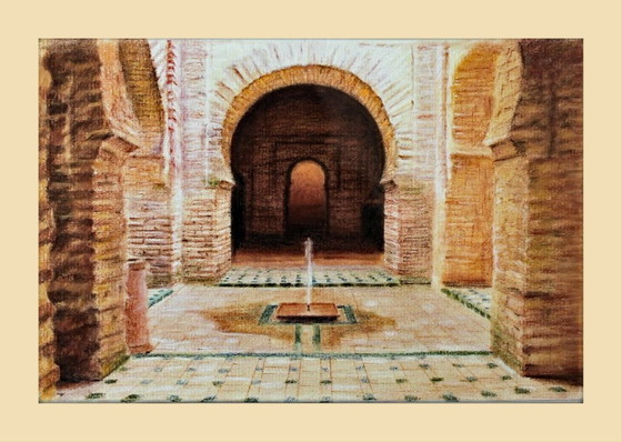 Image 1 of Drawing of the Alcazaba of Jerez. Alcazaba drawing. Jerez painting. Mozarabic architecture. New.