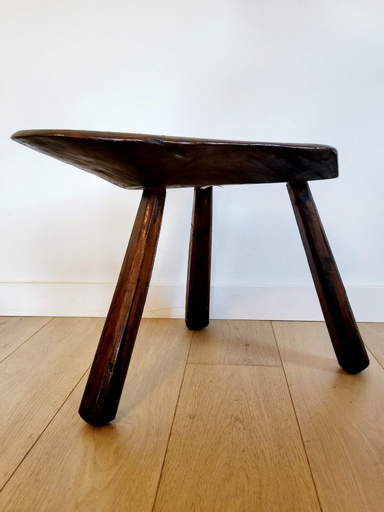 Image 1 of Boomstam massief houten bijzettafeltje of zitbankje, landelijke stijl, brutalist , jaren 60