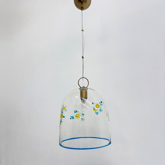 Image 1 of Mid-century design La Murrina glass hanging lamp flowers , 1970s , Italy