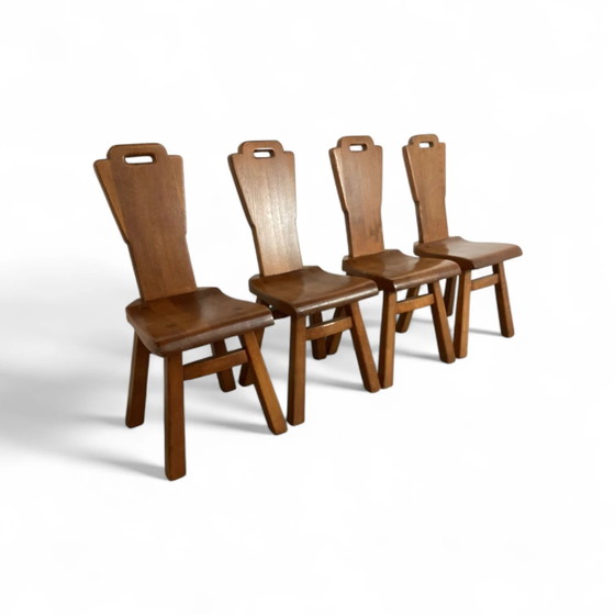 4 x Mid-Century Brutalist Dining Chairs, Belgium / 1970s – Mid Century Modern (photo 4 of 8)