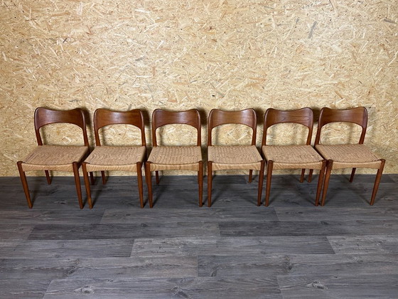Image 1 of 6x Sedie da pranzo in teak anni '60/'70 di Niels O. Möller per J.L. Møllers anni '60