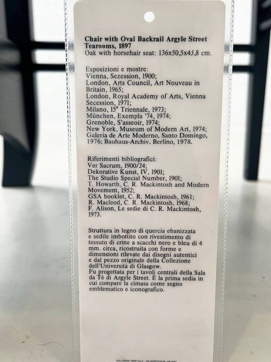 Image 1 of Sedia Argyle di Charles Rennie Mackintosh della collezione I Maestri di Cassina, 1973