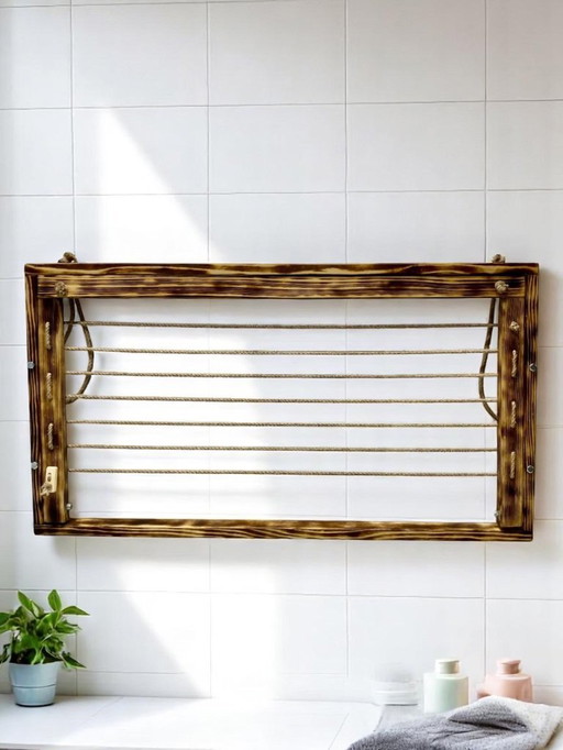 Stendibiancheria, stendibiancheria da parete: stendibiancheria in legno, stendibiancheria pieghevole, cavallo - NUOVO