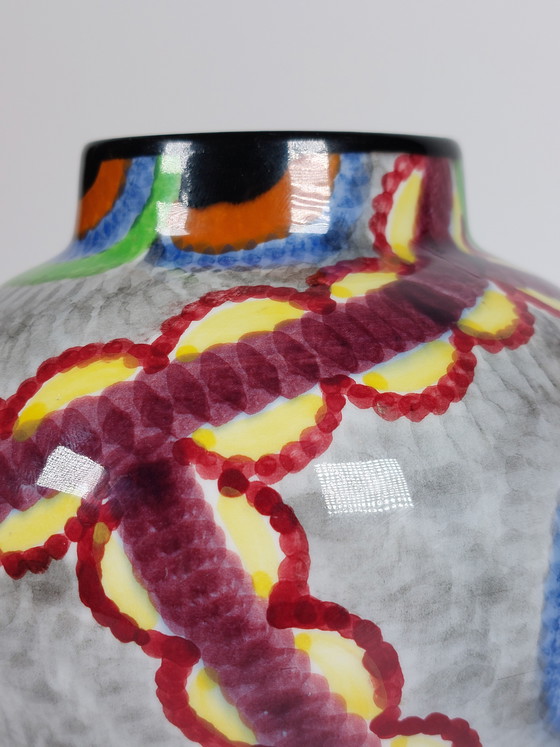 Image 1 of Hand-painted Art Deco Schramberg Eva Stricker Zeisel vase tapestry