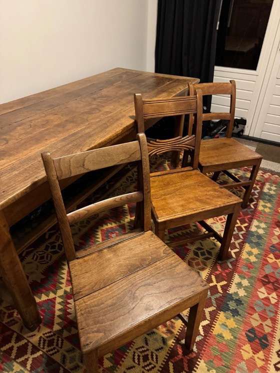 Image 1 of French farmhouse table with bench and chairs