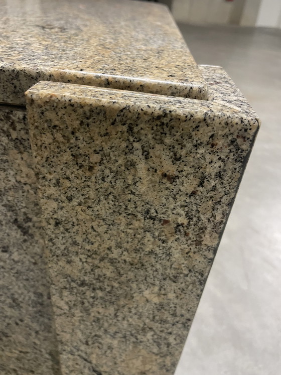 Image 1 of Teardrop-shaped marble coffee table with side table