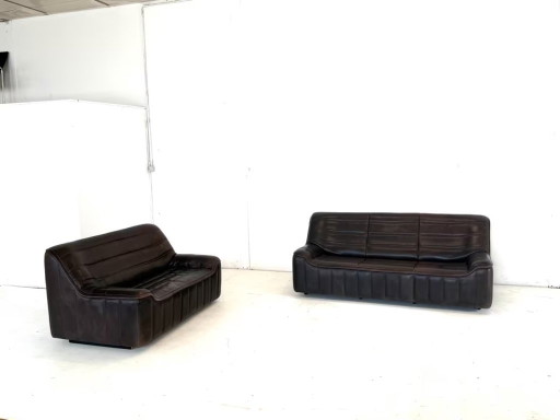 2 x Canapé en cuir De Sede DS 84 avec assise rembourrée, design de groupe