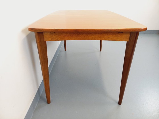 Image 1 of Rectangular Scandinavian-style vintage dining table from the 1950s/60s in teak with extensions