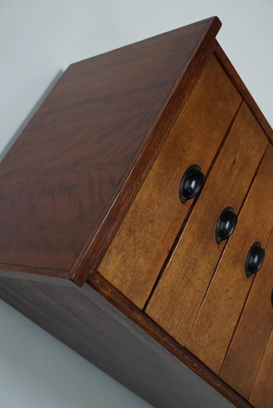 Image 1 of Armario de farmacia/archivador antiguo holandés de madera de álamo, años 50