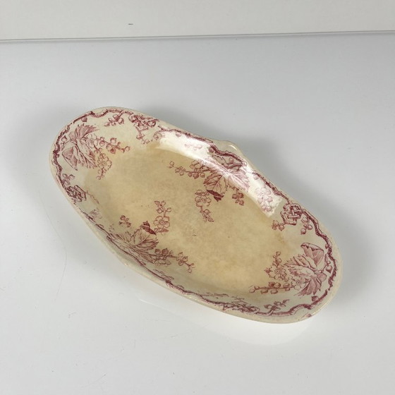 Image 1 of Piatto da portata ovale con manico laterale, KG Lunéville, Ironstone, "Fontainebleau", rosa, XIX secolo