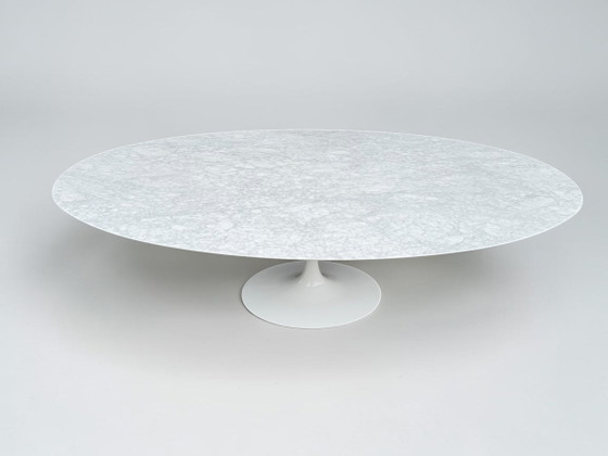 Image 1 of Originele ovale Knoll Tulip eettafel (grootste model: 244cm) Carrara marmer