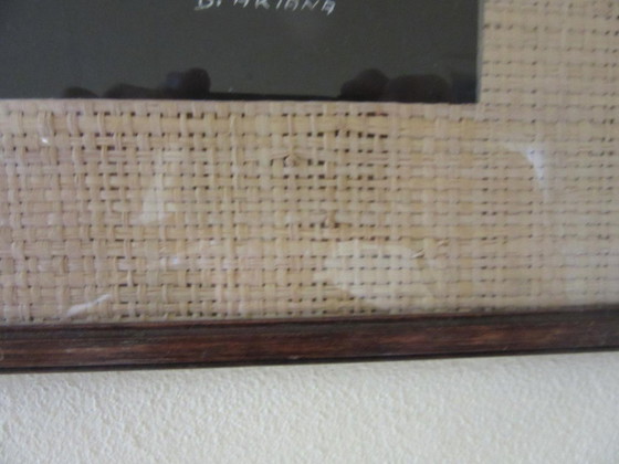African Wood & Rattan Framed Picture Signed D. Akiana, Vintage – Paintings & Drawings, Glass (photo 2 of 9)