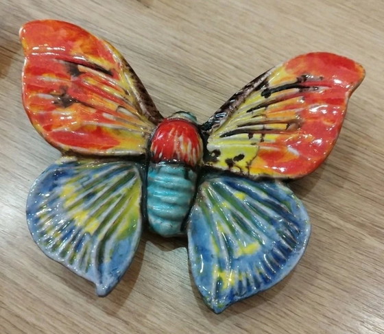 Image 1 of 5 hand-painted glazed ceramic butterflies