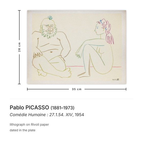 Pablo PICASSO Lithograph Comédie Humaine : 27.1.54. XIV – Lithographs & prints, Paper (photo 3 of 5)